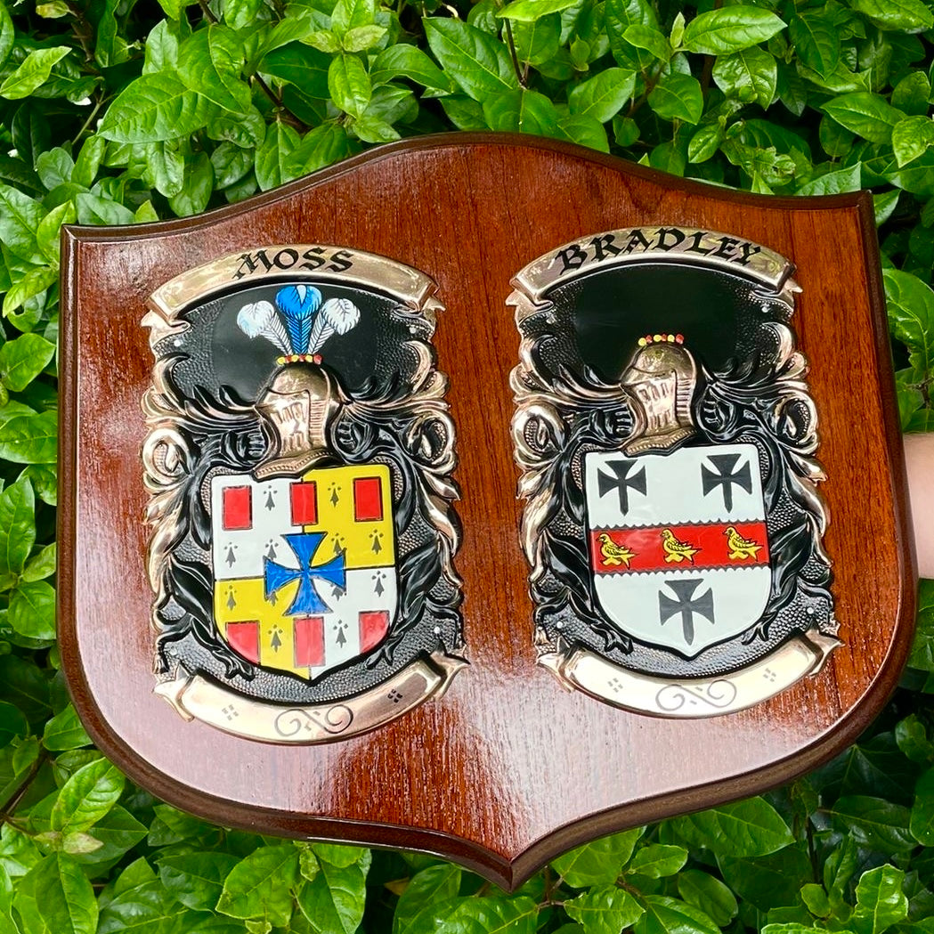 Coat of Arms Wall Plaque Double Heraldic Shield - Super Large (16” x 14”)