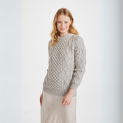 Éireann Ladies Traditional Aran Supersoft Oat Sweater