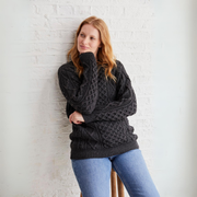 Éireann Ladies Traditional Aran Supersoft Charcoal Sweater