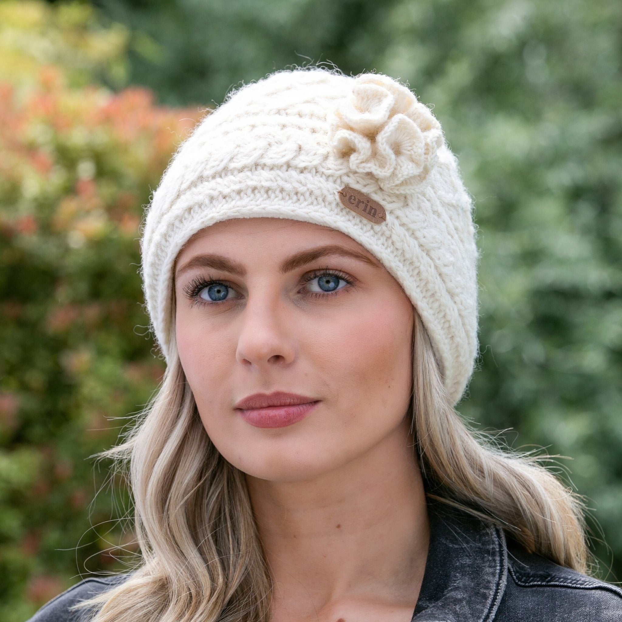 Aran Trellis Design Pullon Hat White