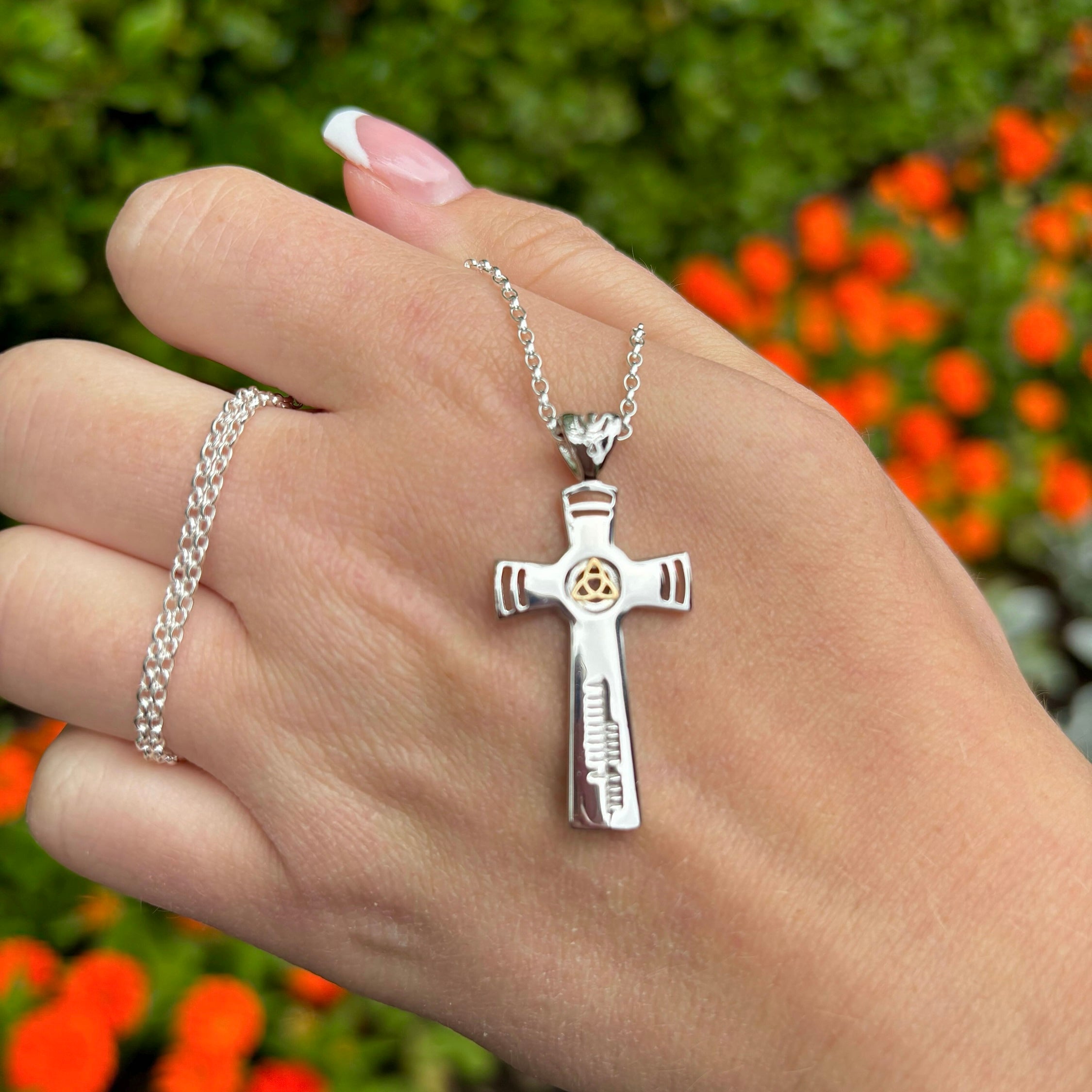 Silver & 18k Gold Trinity Faith Cross