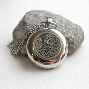 Personalized Battery Pocket Watch - Celtic Spiral Design