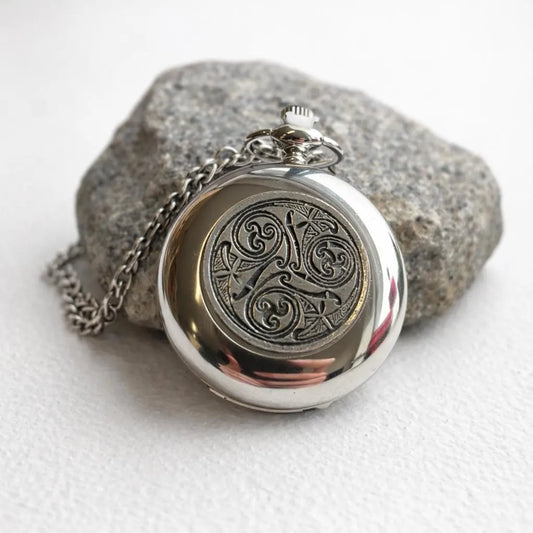 Mullingar Pewter Gents Pocket Watch - Celtic Spiral Design,Watch only,Pocket Watch