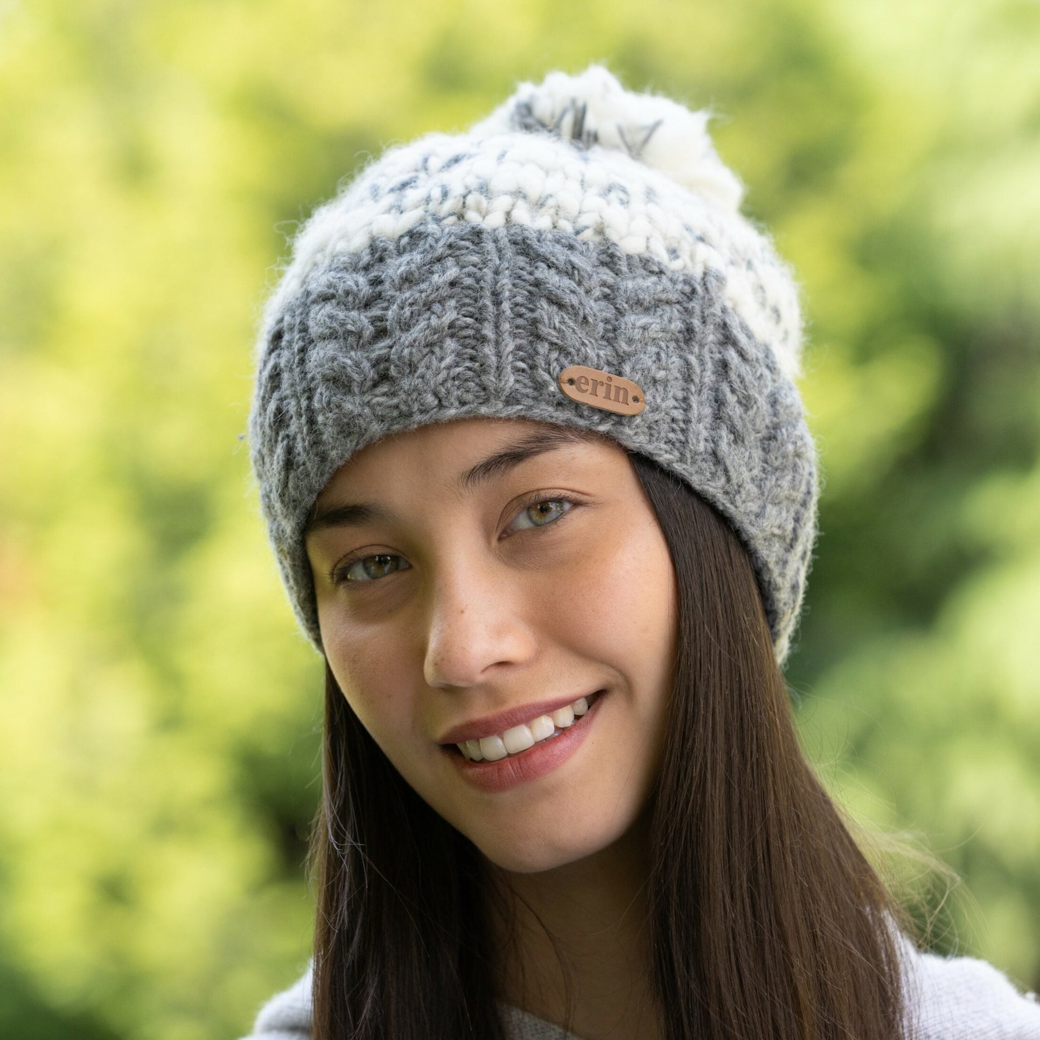 Uneven Wool Bobble Hat Flecked Grey