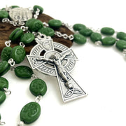 Gilt Shamrock Rosary Beads With Knock Water Center