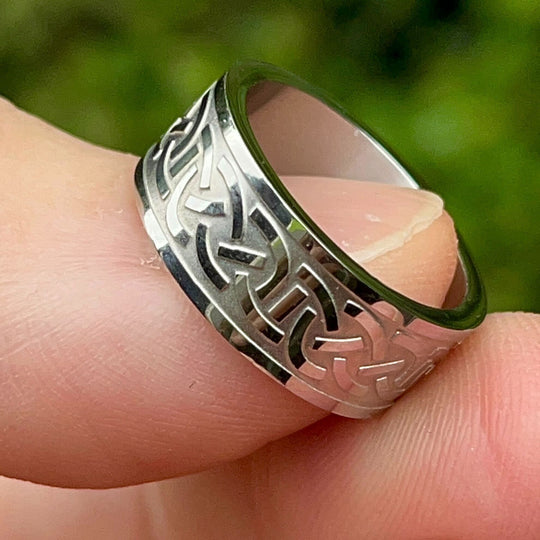 Irish Ring in Stainless Steel, Celtic Ring