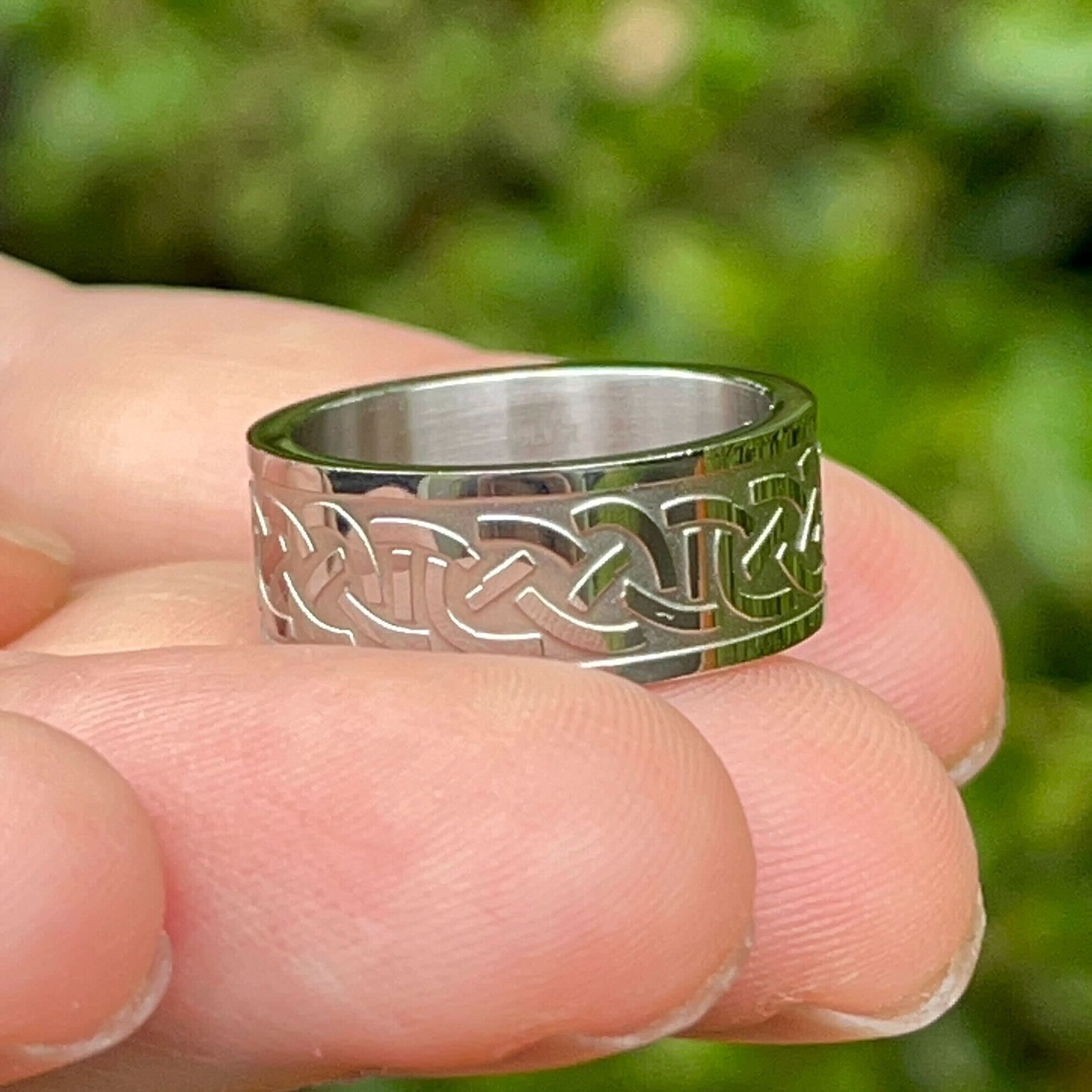 Irish Ring in Stainless Steel, Celtic Ring