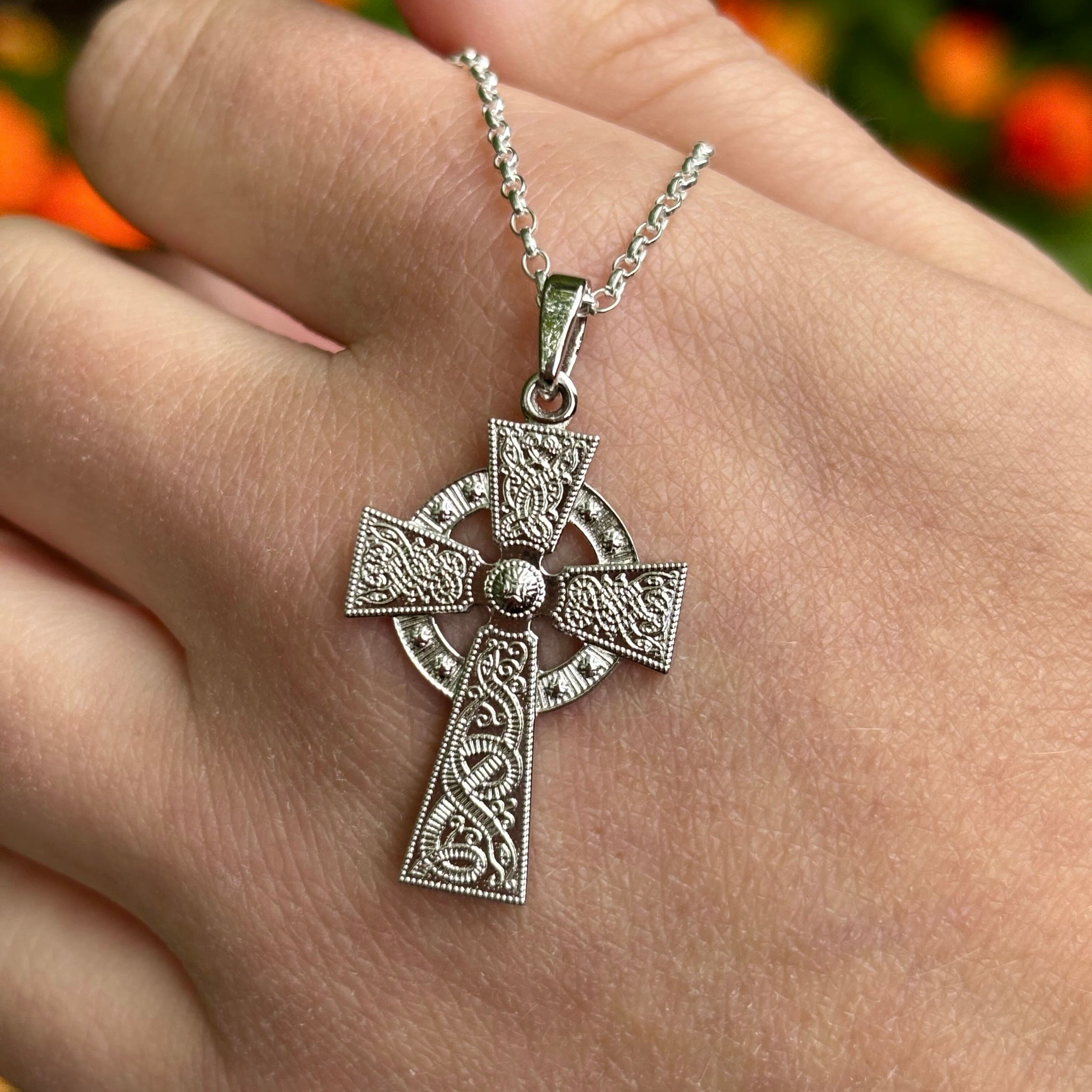 Medium Silver Celtic Warrior Cross Necklace