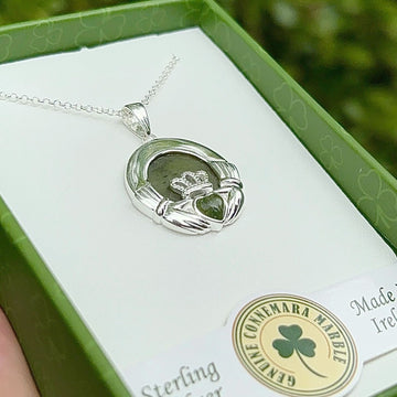 Claddagh Silver Connemara Marble Pendant