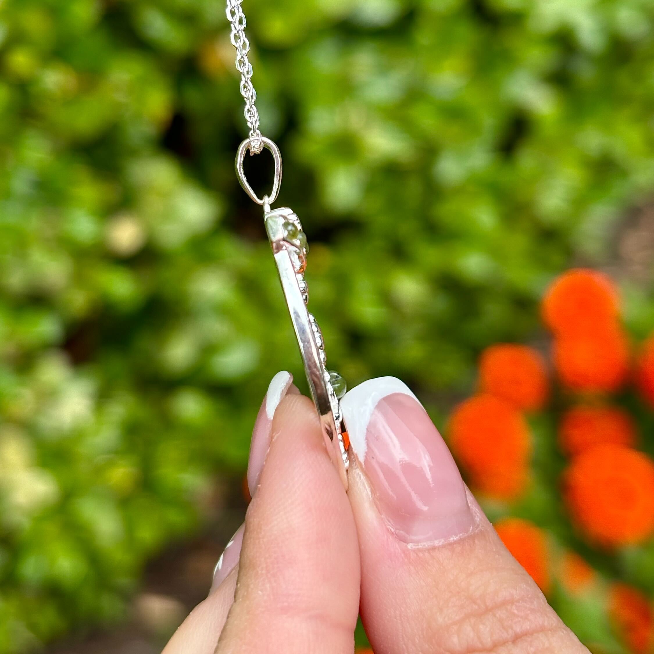 Irish Harp Silver Connemara Marble Pendant