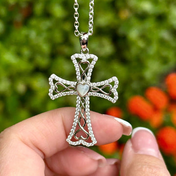 Celtic Cross Necklace with Pearl  | Irish Pendant | Celtic Jewelry