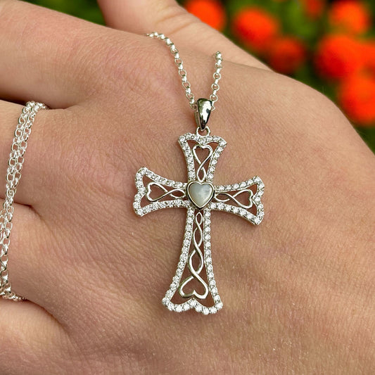 Celtic Cross Necklace with Pearl  | Irish Pendant | Celtic Jewelry