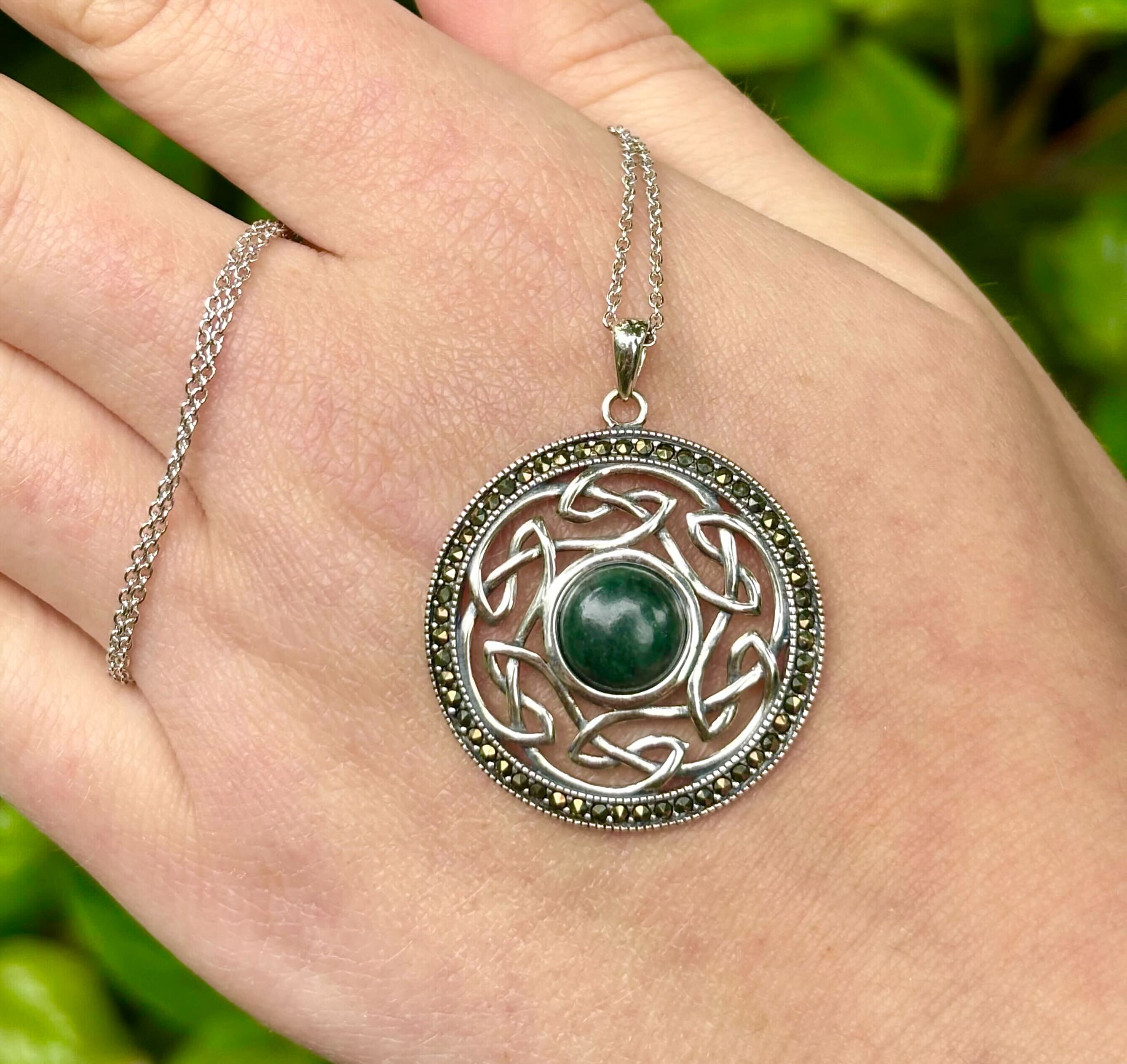 Celtic Heritage Sterling Silver Necklace with Connemara Marble