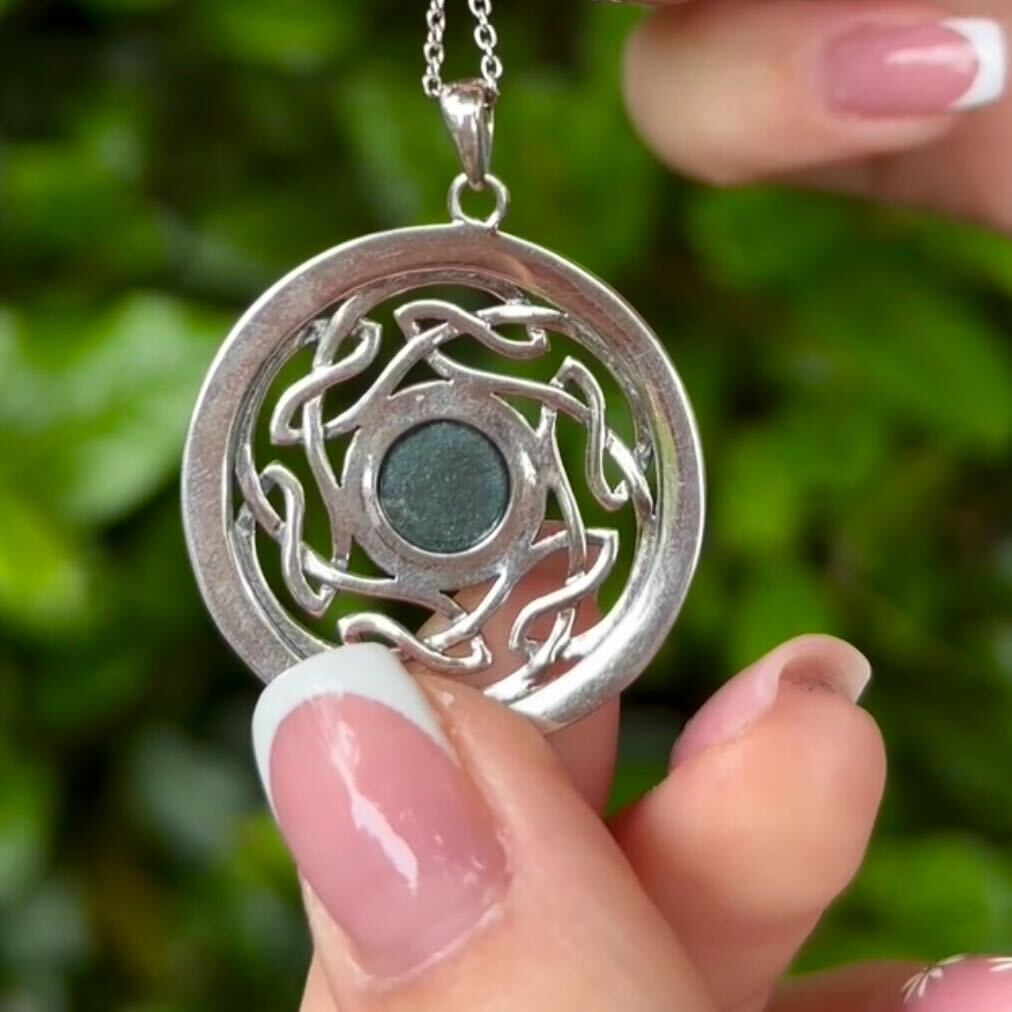 Celtic Heritage Sterling Silver Necklace with Connemara Marble