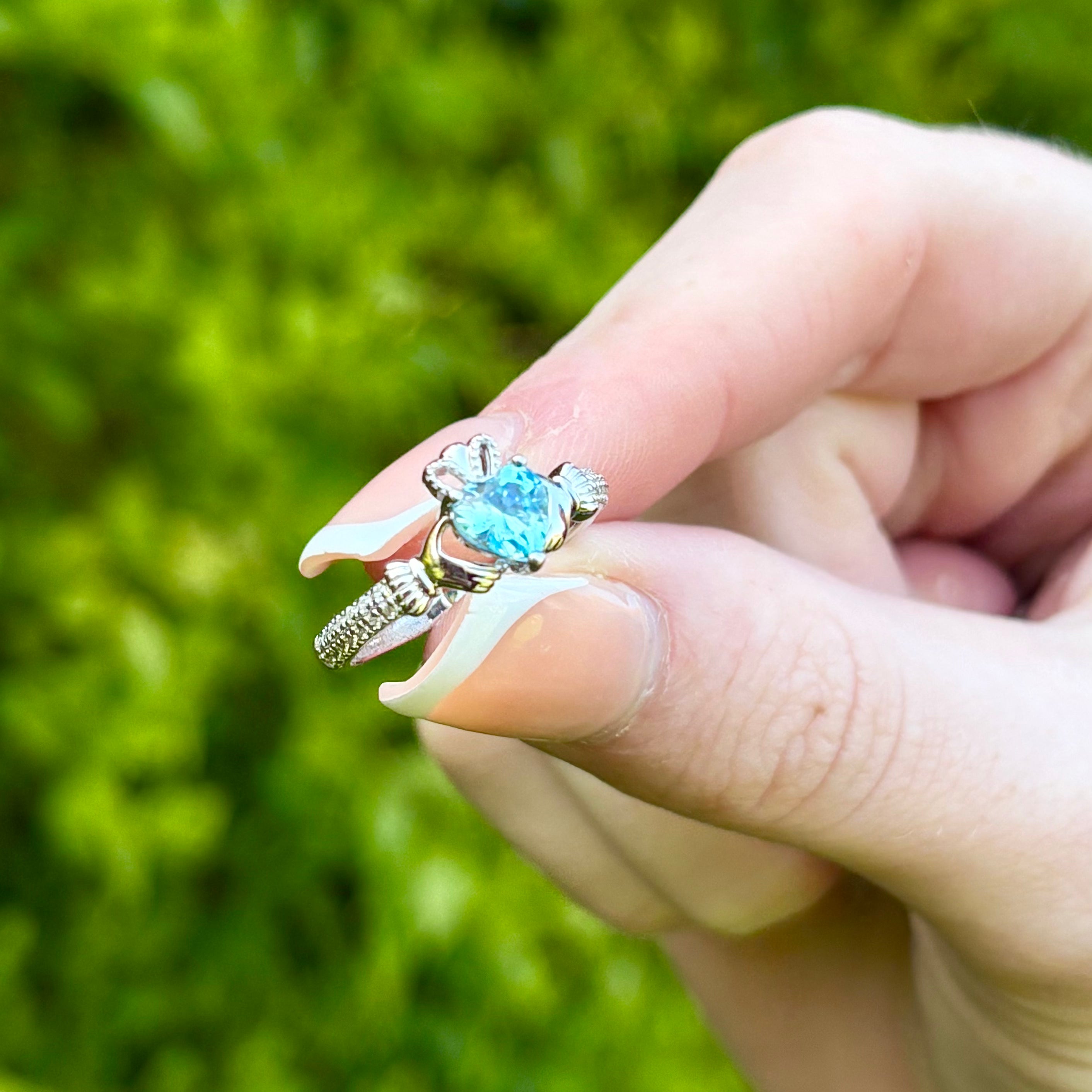 March Birthstone Claddagh Ring
