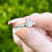 14K White Gold Claddagh October Birthstone Ring 14K White Gold Claddagh October Birthstone Ring
