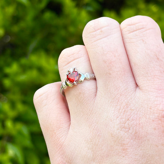 January Birthstone Claddagh Ring