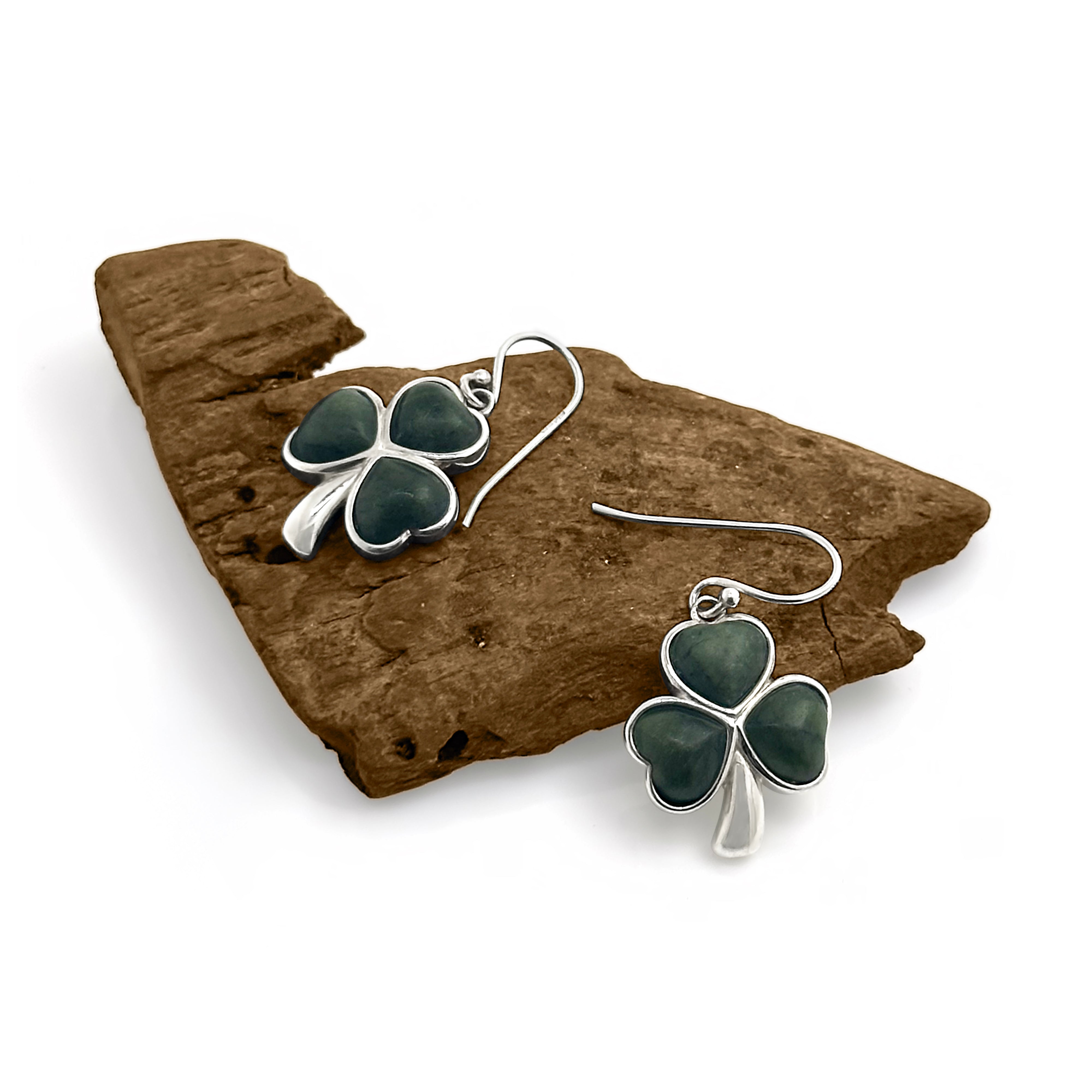 Connemara Marble Shamrock Silver Earrings