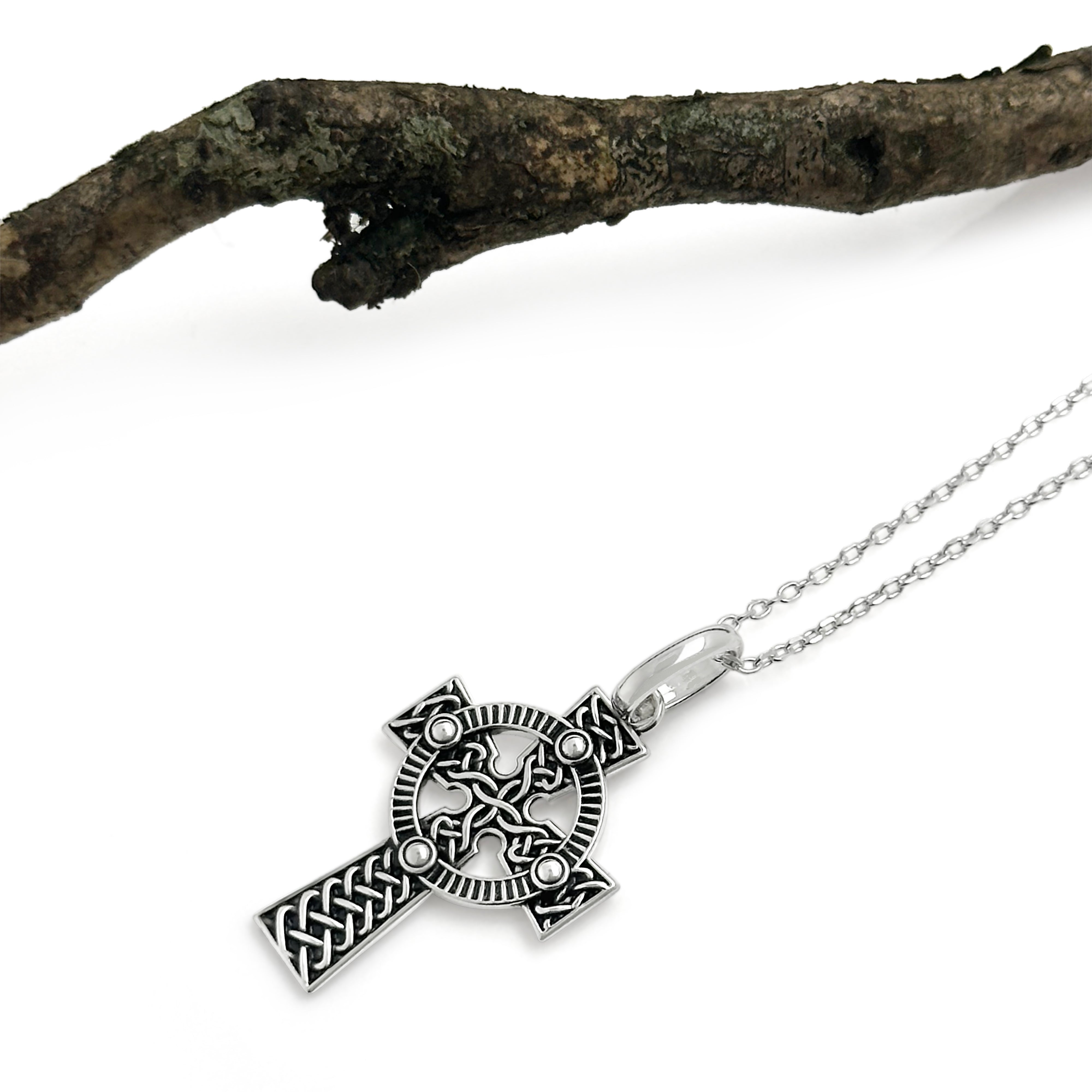 Oxidized Sterling Silver Celtic Cross