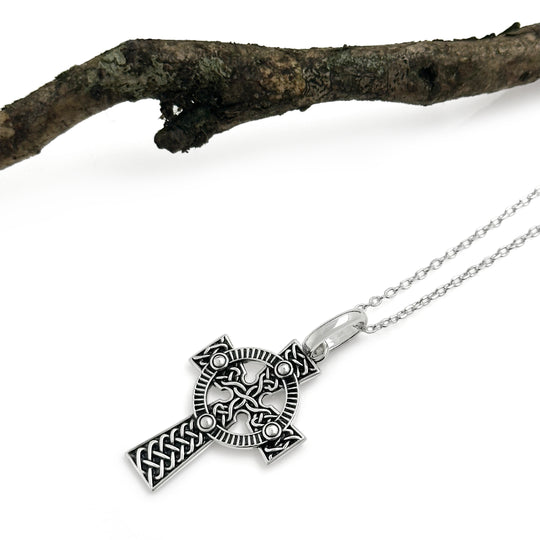 Oxidized Sterling Silver Celtic Cross