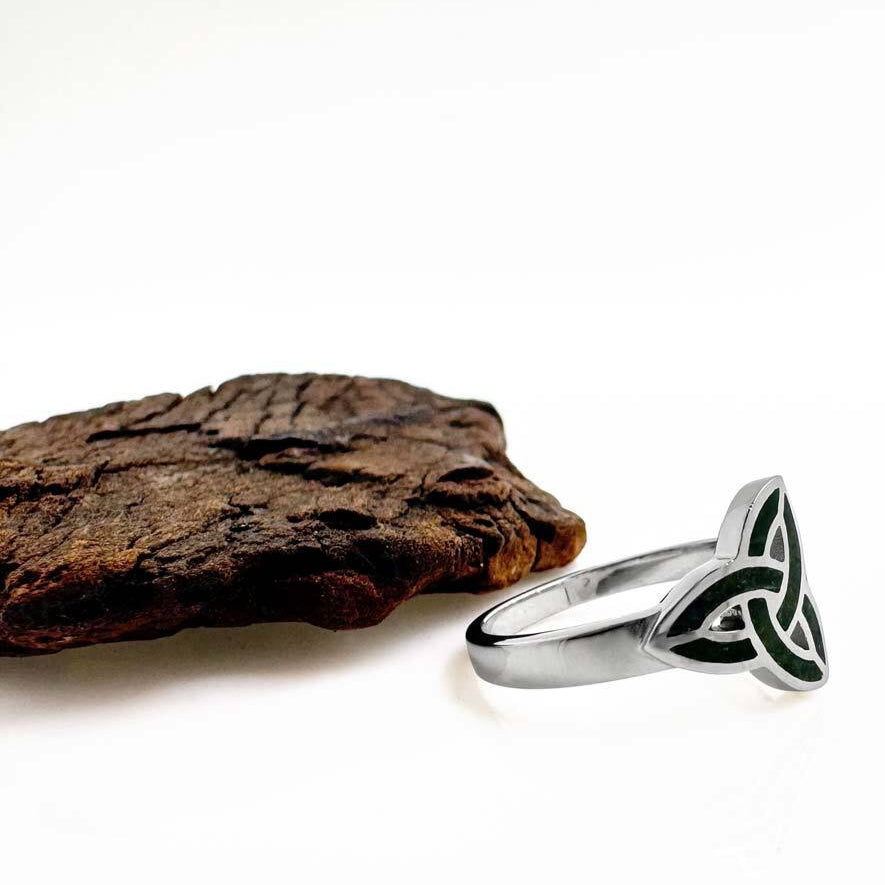 Connemara Marble Irish Trinity Knot Ring