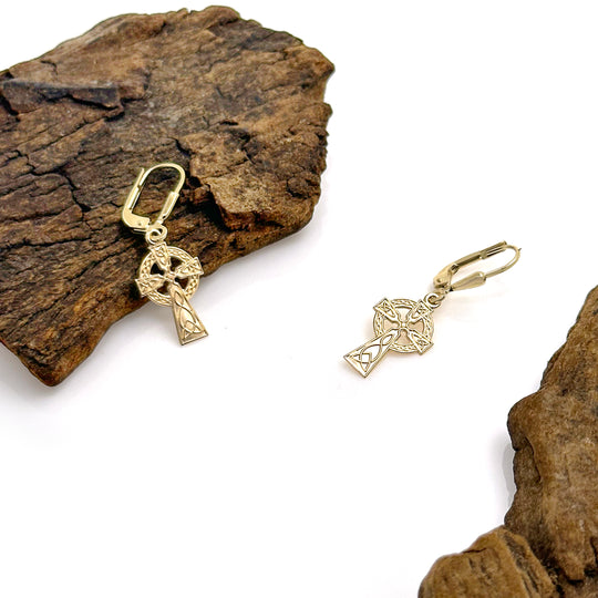 10kt Gold Celtic Cross Earrings