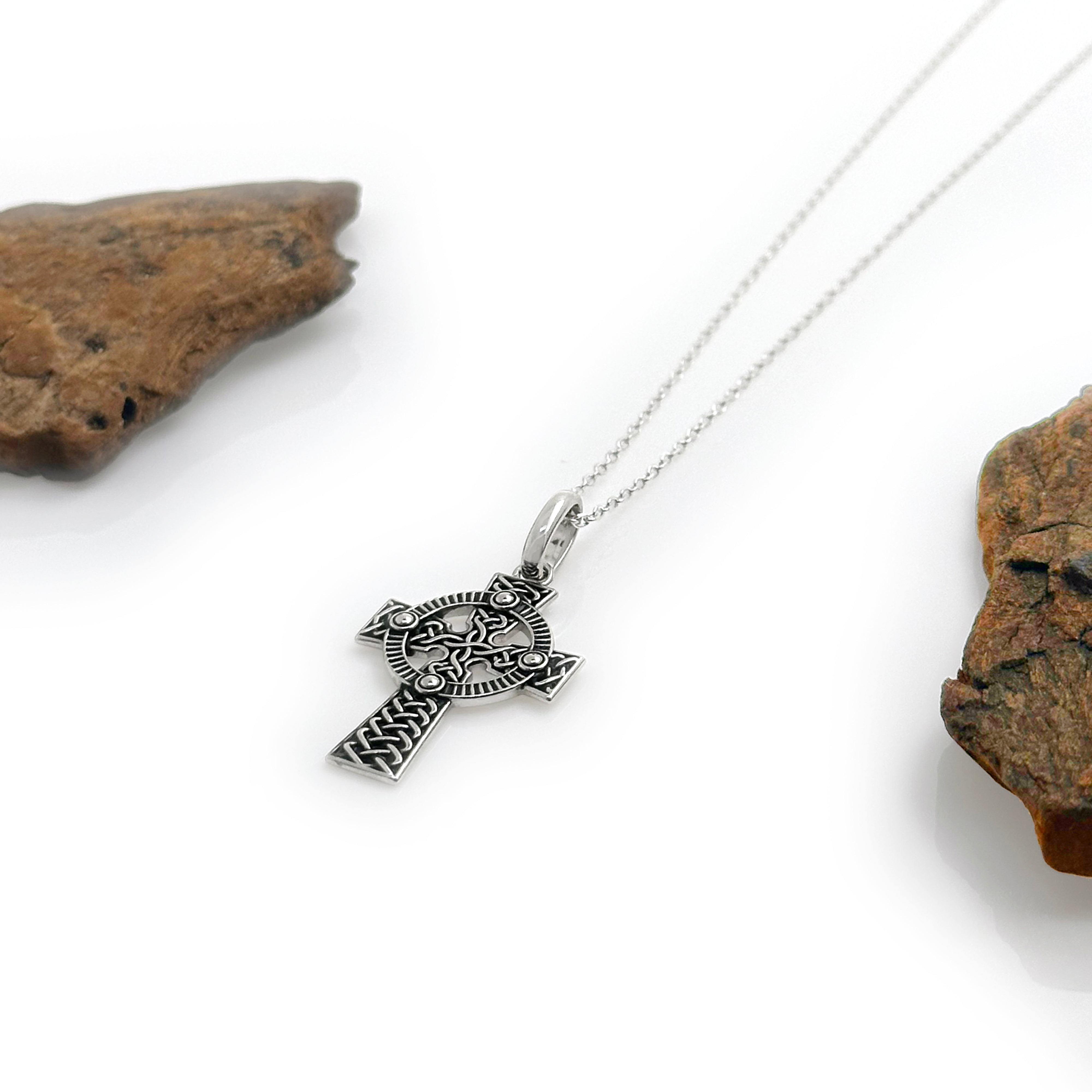 Oxidized Sterling Silver Celtic Cross