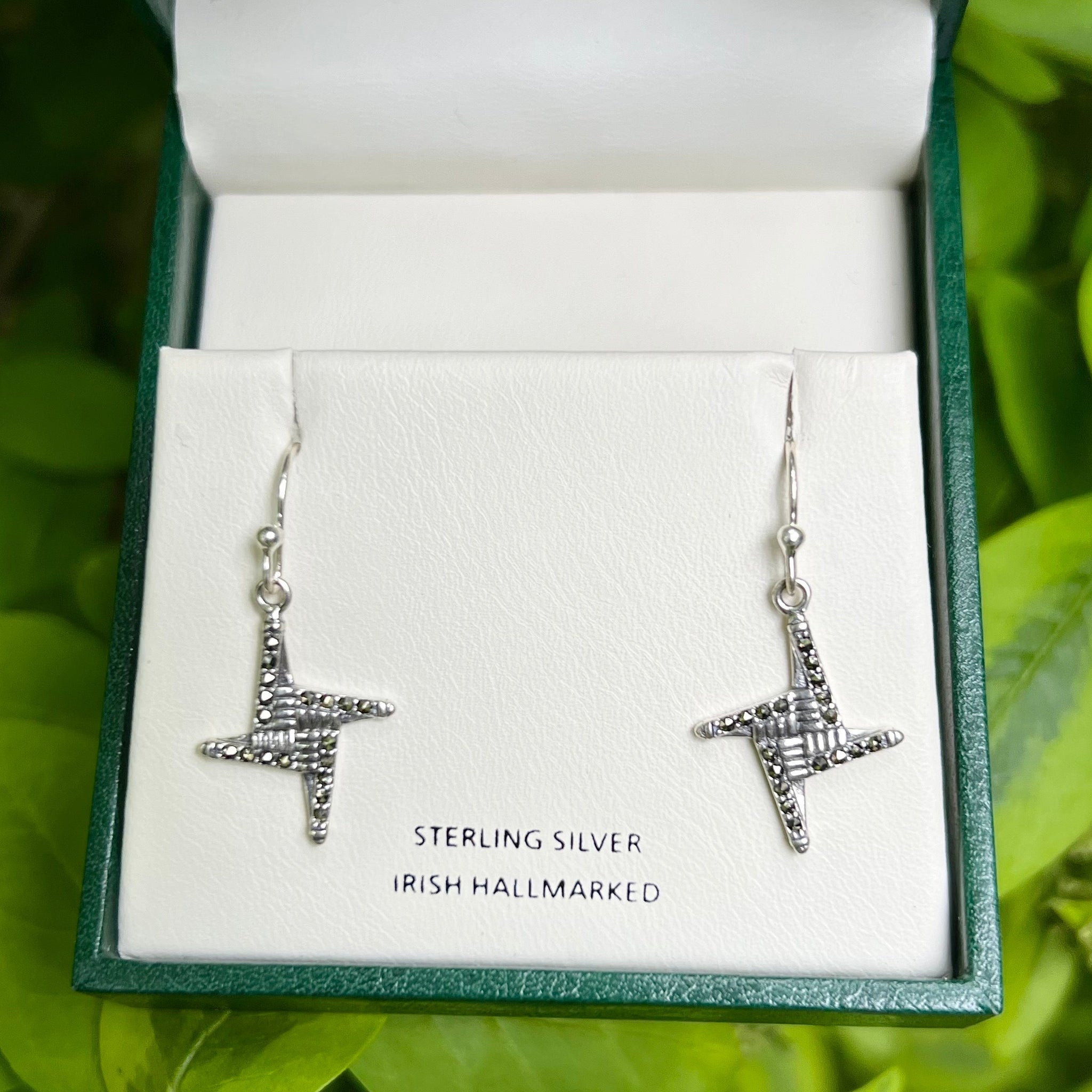 Sterling Silver Marcasite St. Bridget's Cross Earrings