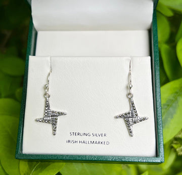 Sterling Silver Marcasite St. Bridget's Cross Earrings