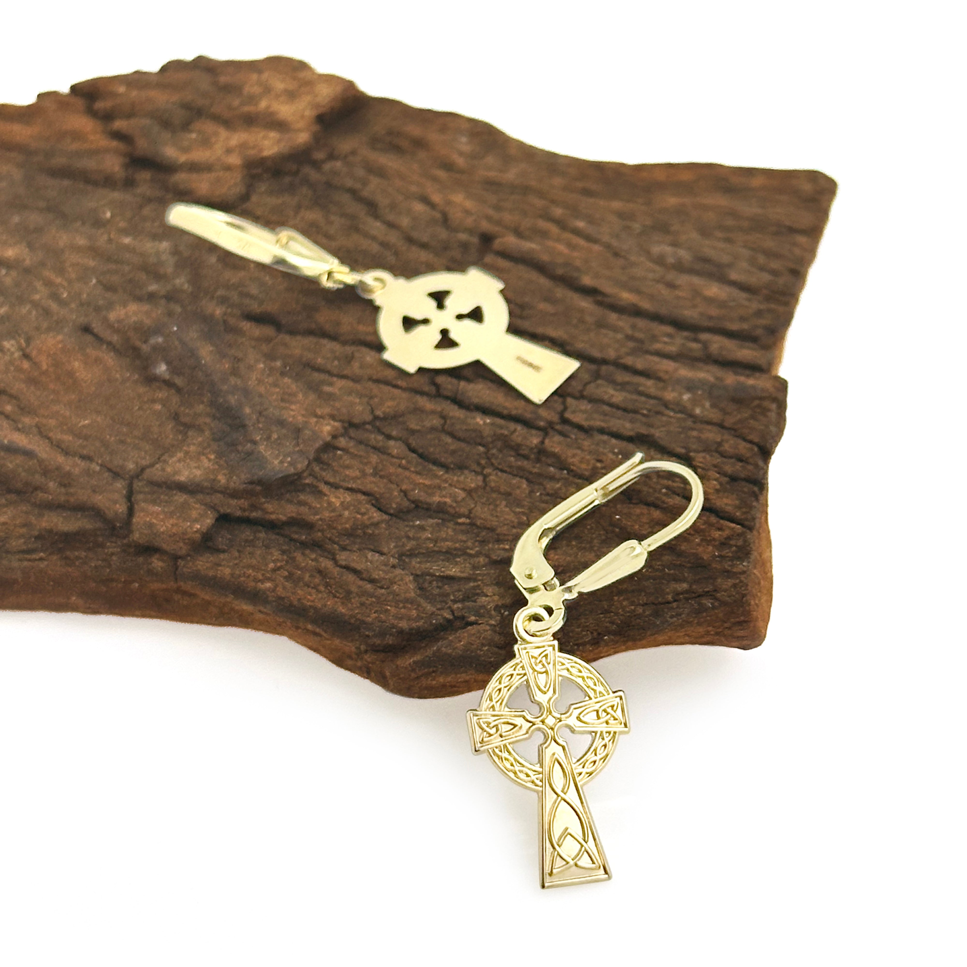 10kt Gold Celtic Cross Earrings