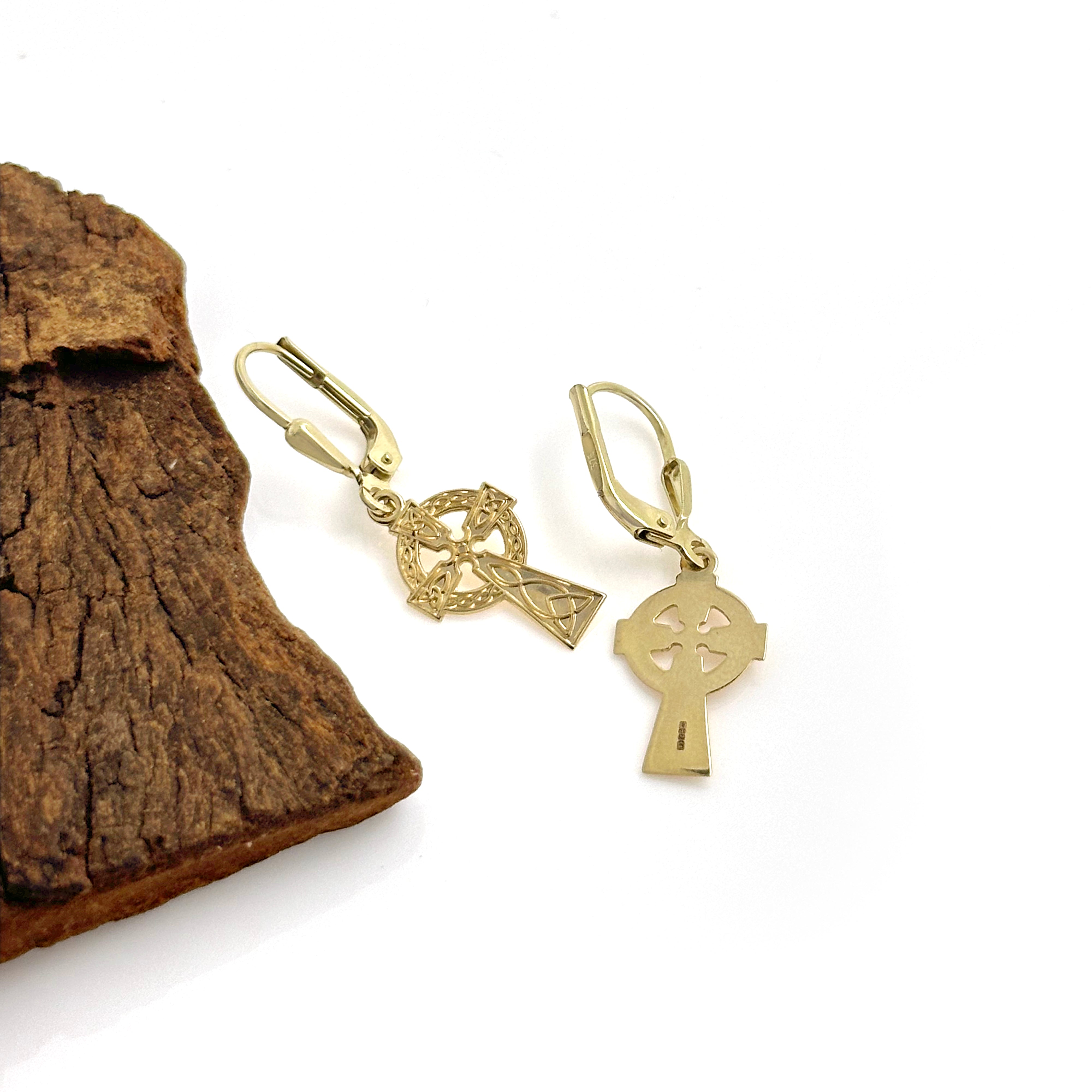 10kt Gold Celtic Cross Earrings