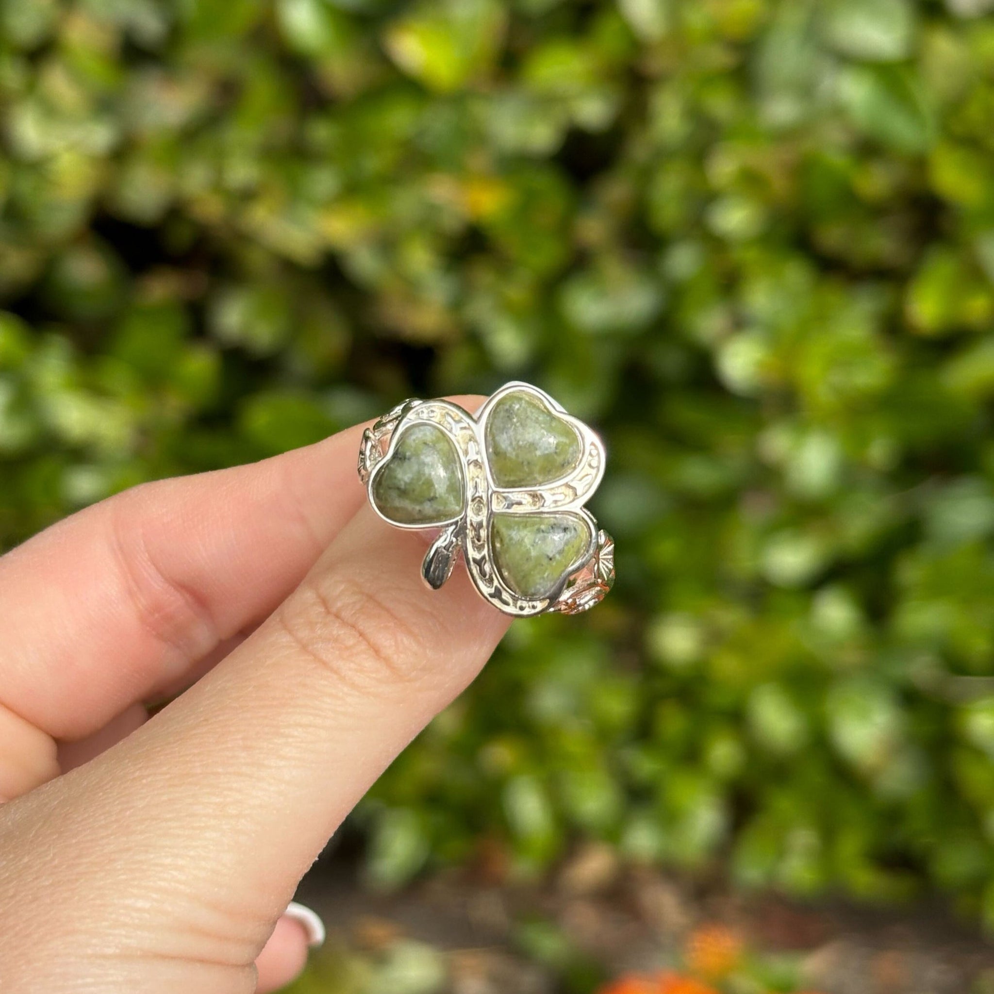 Connemara Marble Shamrock Ring