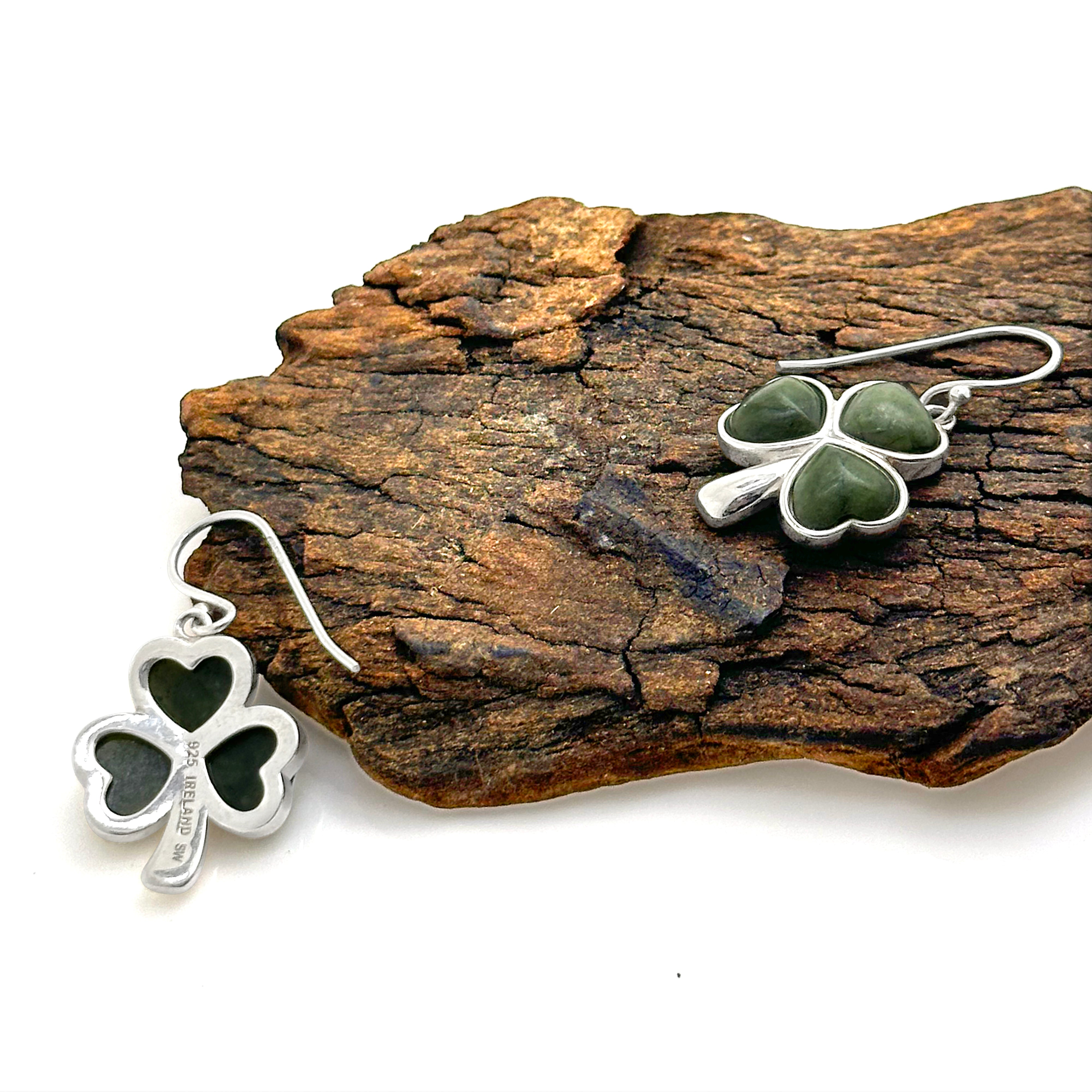 Connemara Marble Shamrock Silver Earrings