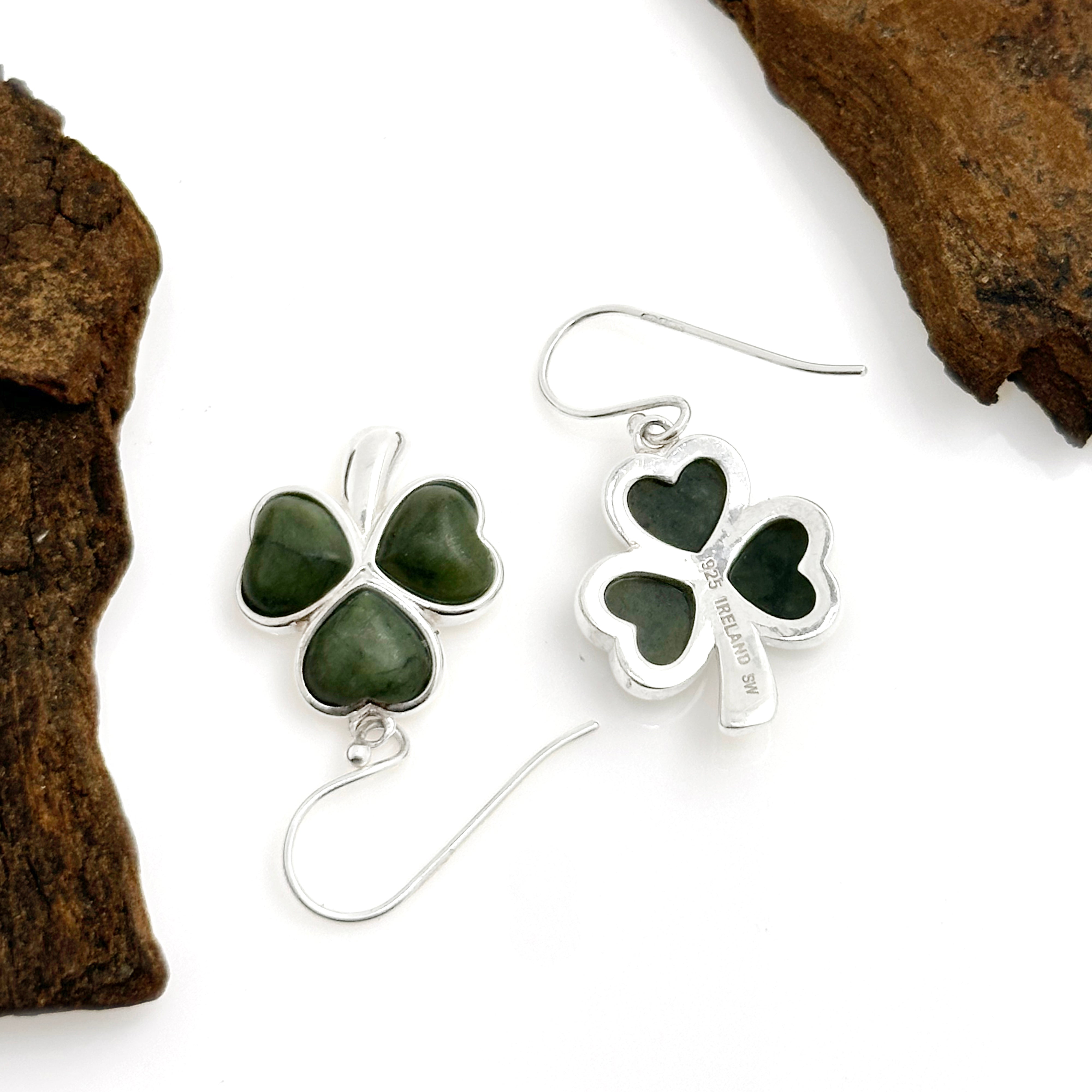 Connemara Marble Shamrock Silver Earrings