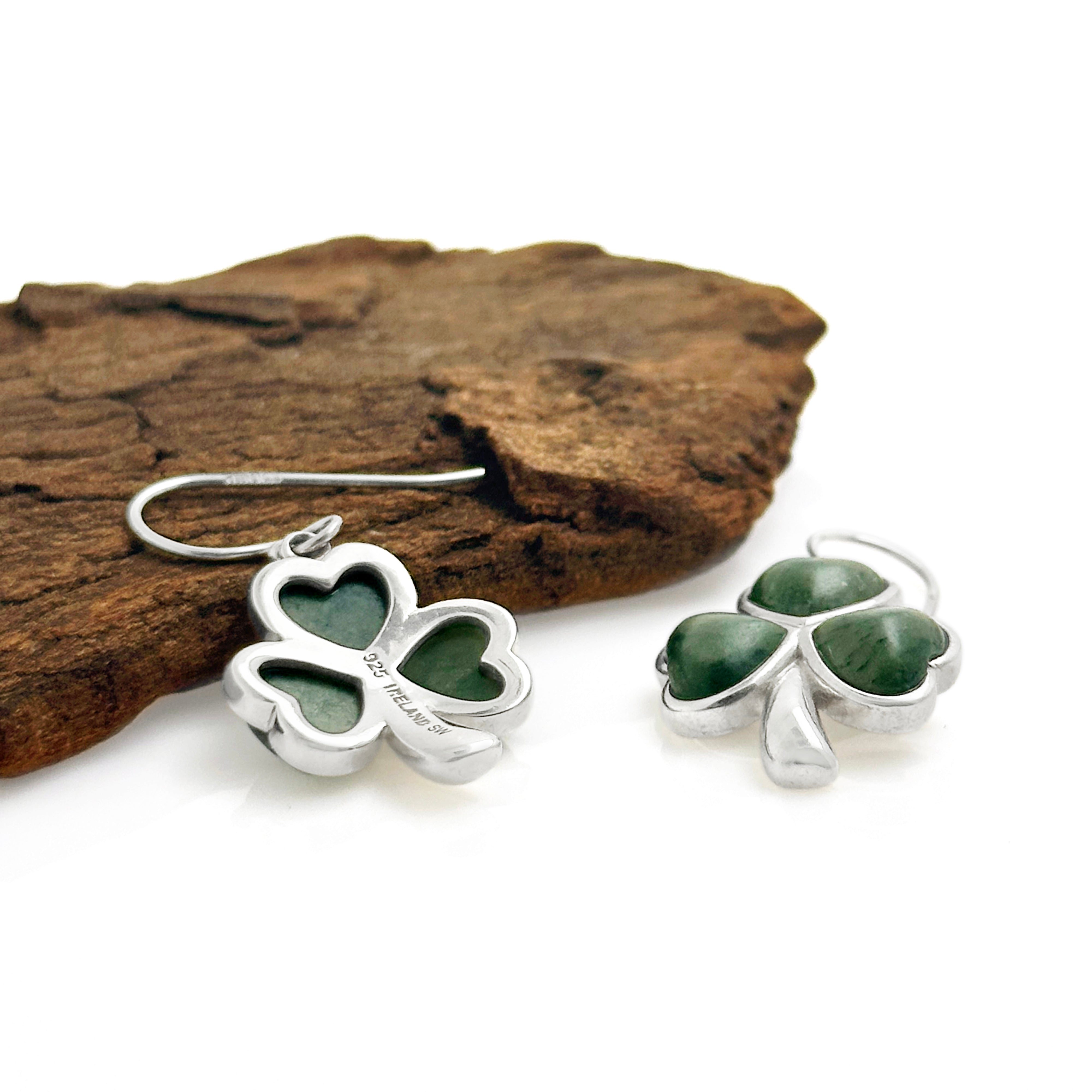 Connemara Marble Shamrock Silver Earrings