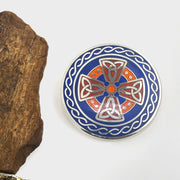 Brooch with Blue/Red Enamel Trinity knot