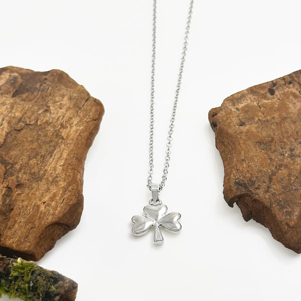 Silver Coated Shamrock Necklace