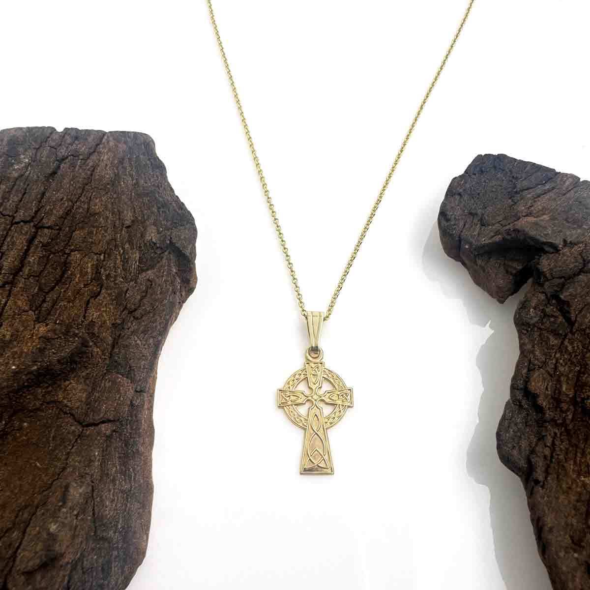 10k Gold Celtic Cross Necklace