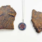 Blue/Red Enamel Trinity knot Cross Pendant