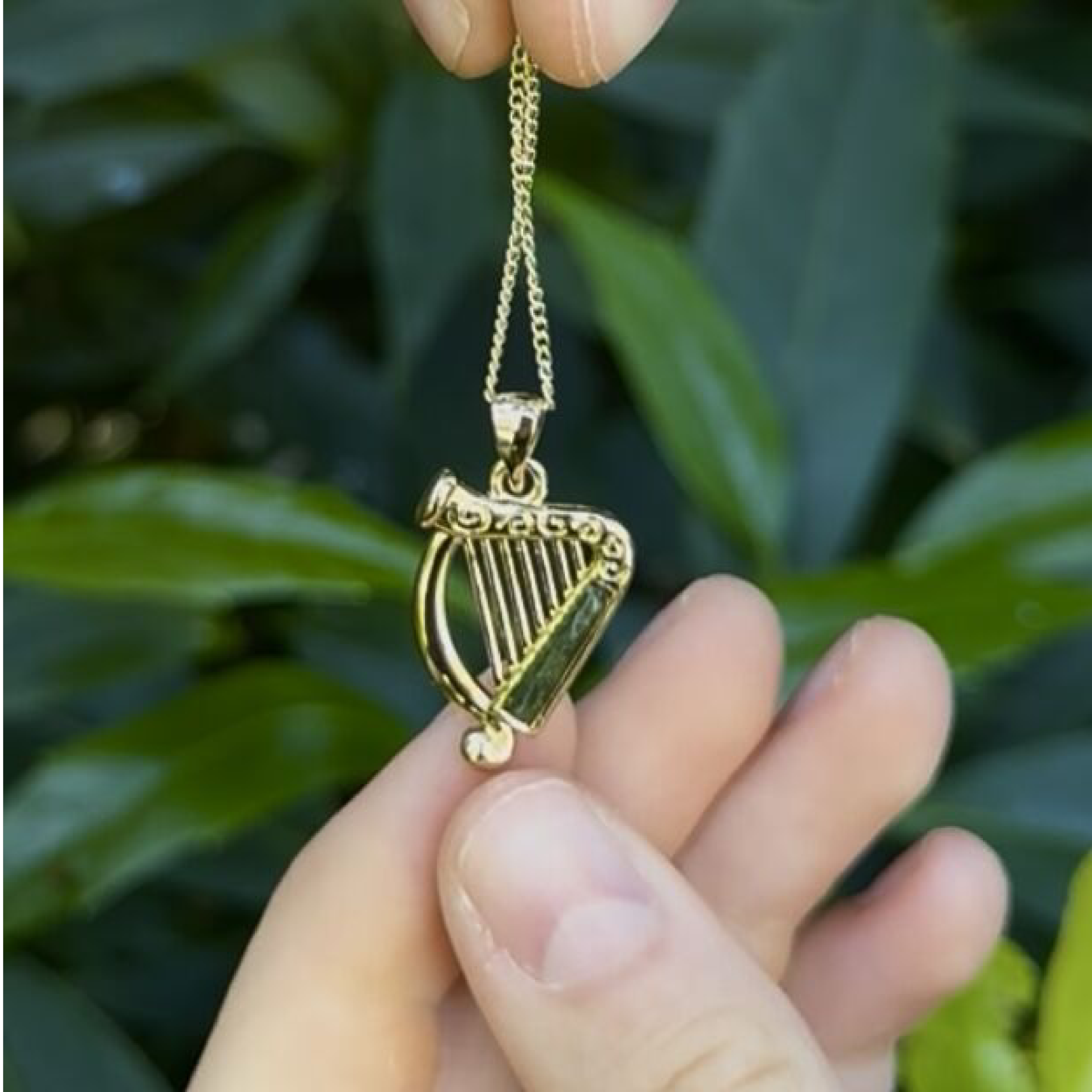 Harp Necklace with Connemara Marble