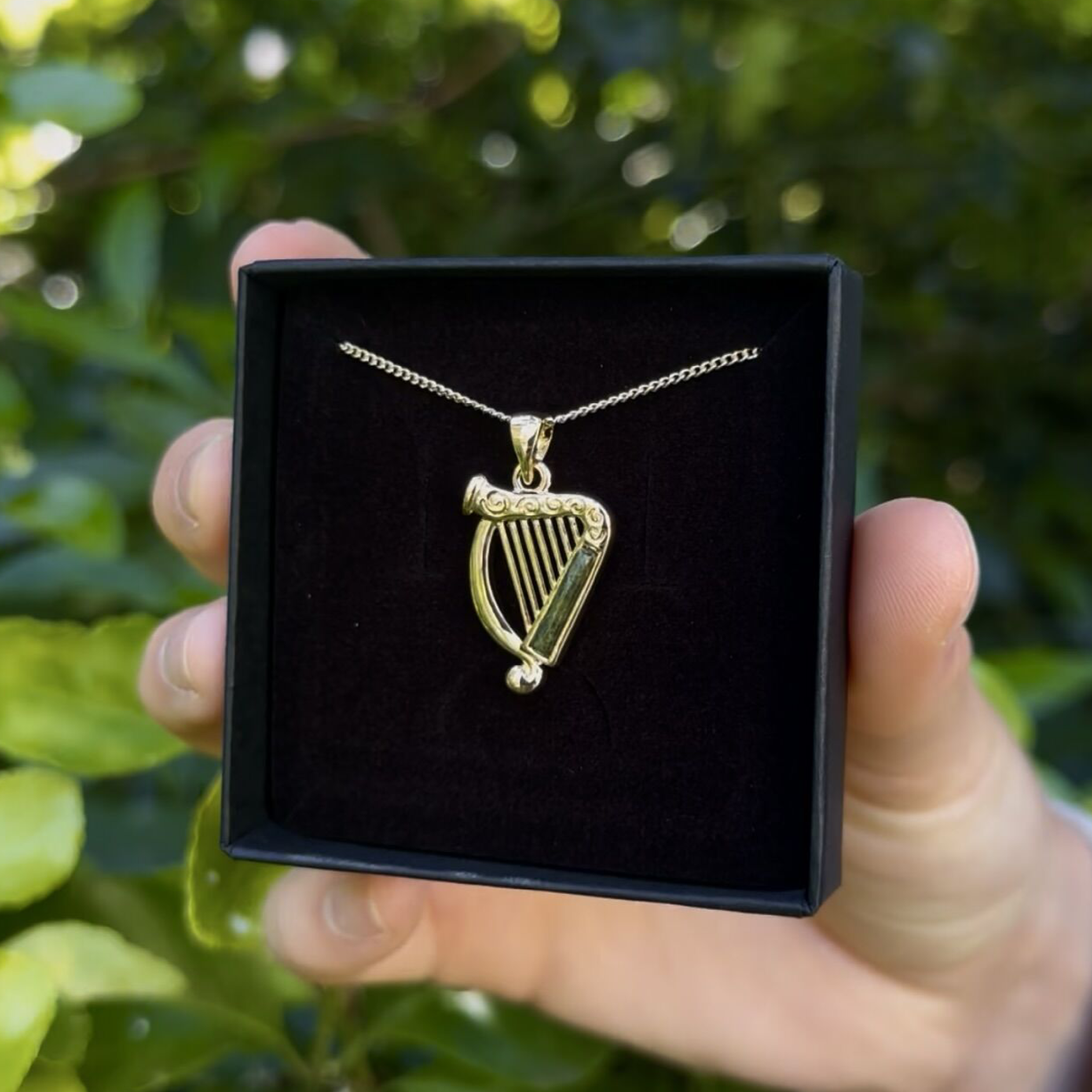 Harp Necklace with Connemara Marble