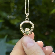 Gold Plated Connemara Marble Claddagh Pendant Necklace