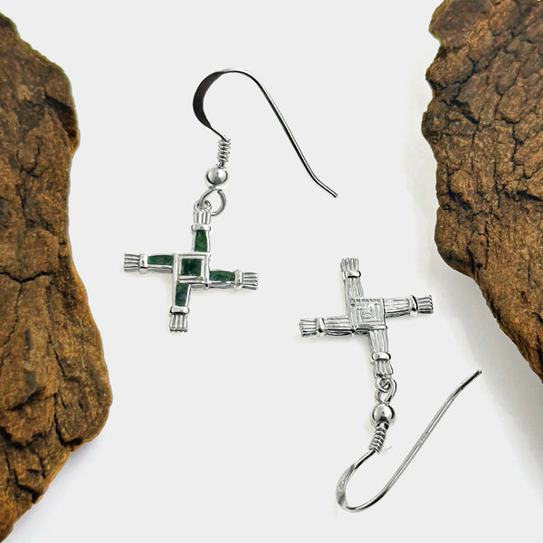 Connemara Marble St. Brigid Cross Earrings