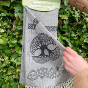 Pashmina Tree of Life Grey Scarf