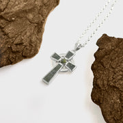Silver Small Marble Cross Pendant