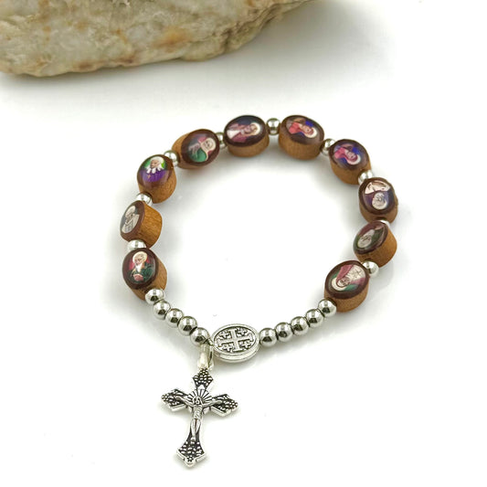 Wooden  Rosary Bracelet Saints Of Ireland