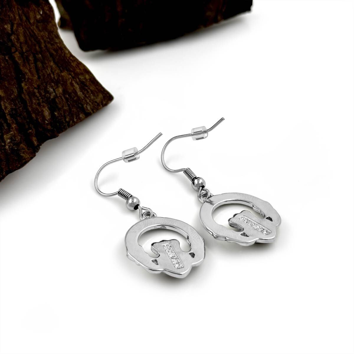Rhodium Celtic Marble Claddagh Drop Earrings