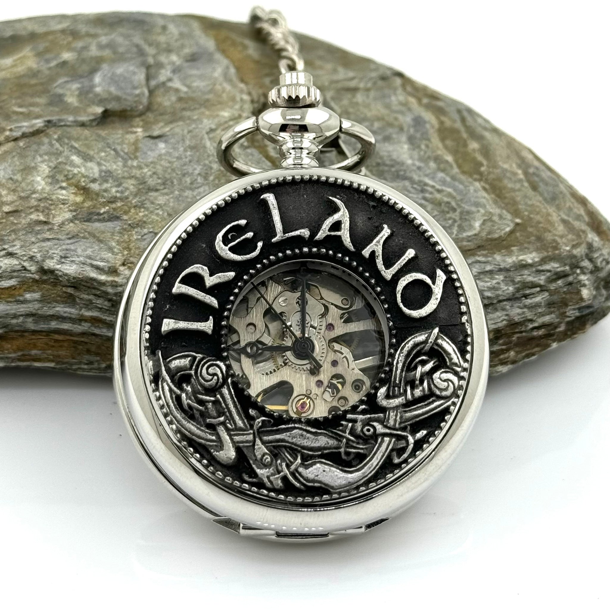 Mullingar Pewter Mechanical Pocket Watch with Ireland/Kells Design