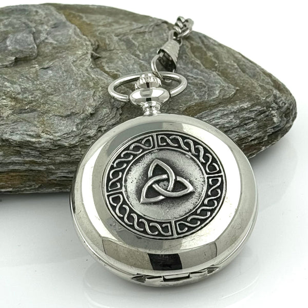 Mullingar Pewter Gents Pocket Watch - Trinity Knot,Watch,Pocket Watch