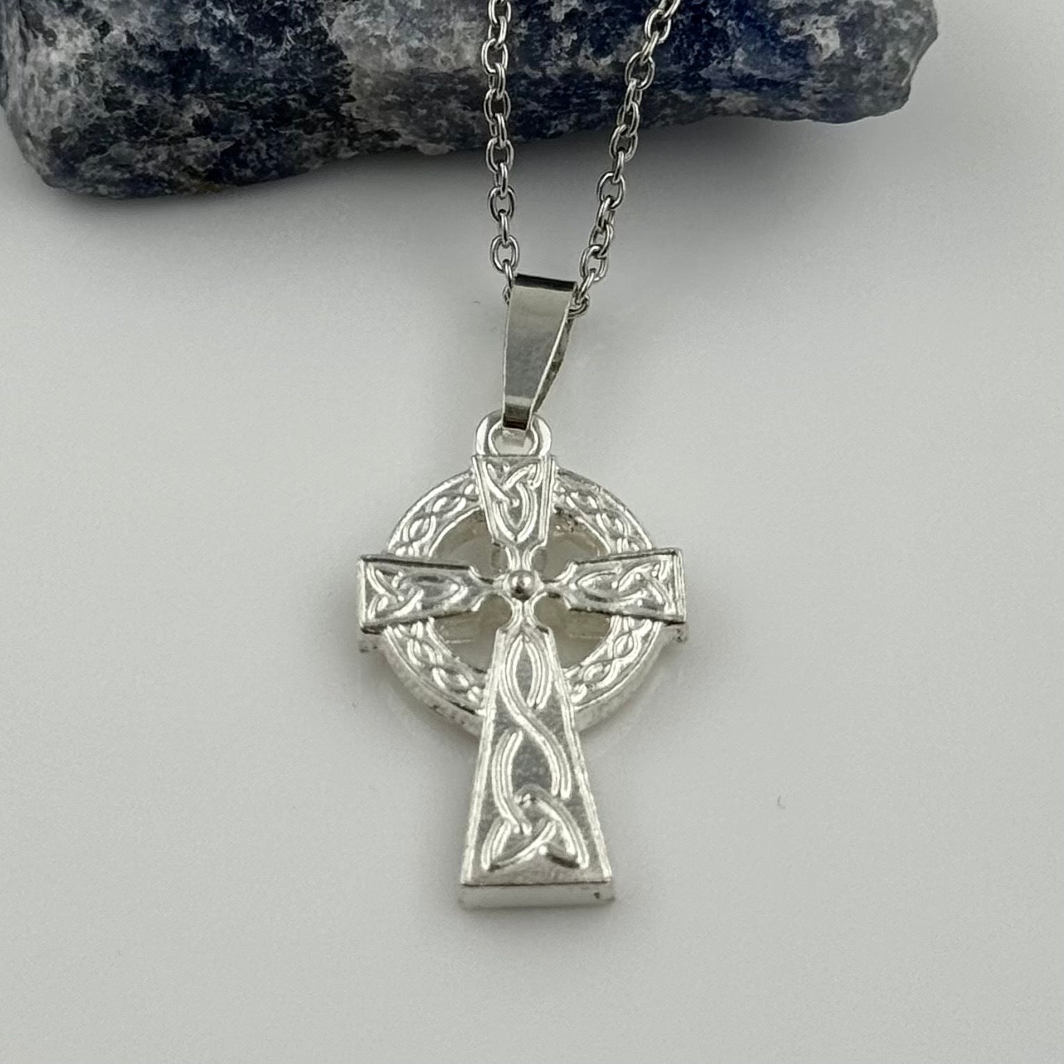 Sterling Silver Celtic Cross Necklace Double Sided